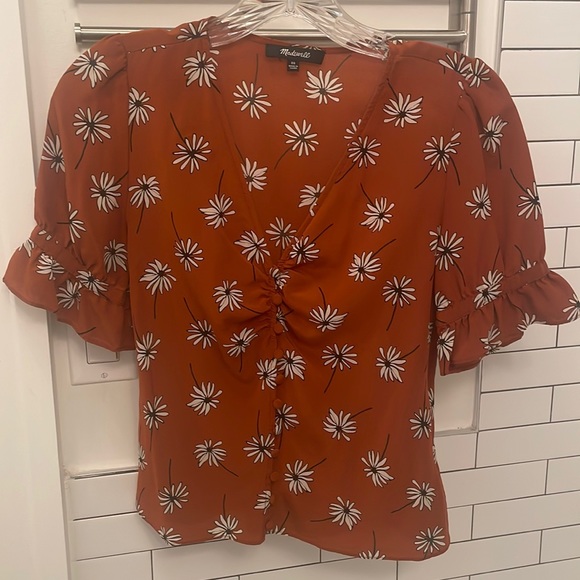 Silk Madewell daisy print top size 00 - Picture 4 of 6